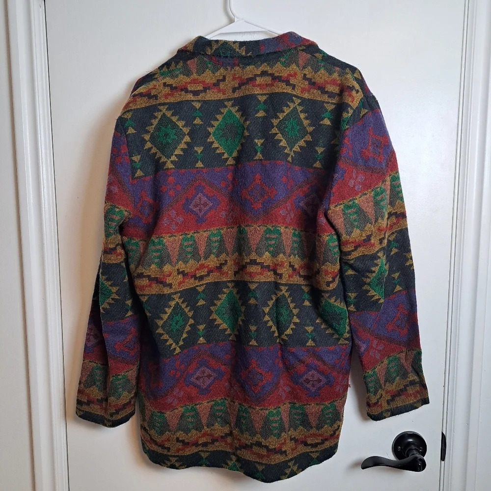 Judy Knapp Multicolor Aztec‎ Southwestern Geometric Jacket Blazer Long Size M - Picture 2 of 8